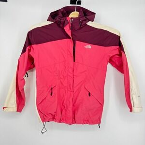 The North Face Women's‎ XL HyVent Waterproof Jacket Pink Burgundy Cream Hooded